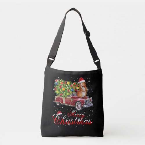 Guinea Pig Rides Red Truck Christmas Crossbody Bag