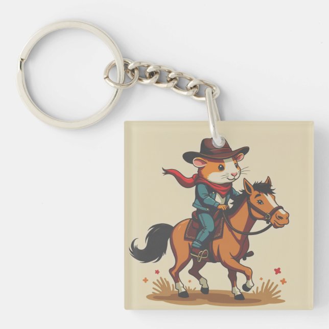 Guinea Pig Riding A Horse Keychain (Front)