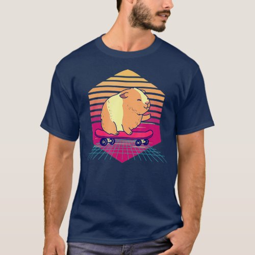 Guinea Pig Riding Skateboard Vintage T_Shirt