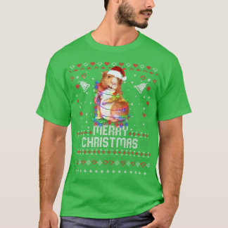 Guinea Pig Santa Hat Animal Christmas Tree Lights T-Shirt