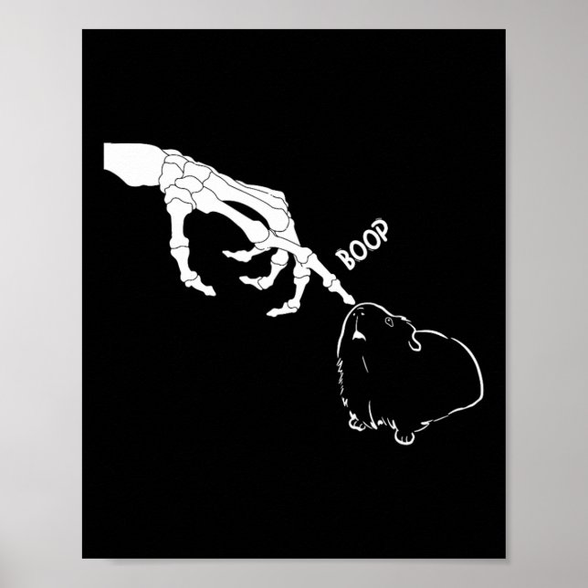 Guinea Pig Scary Skeleton Hand Boop Funny Spooky H Poster (Front)