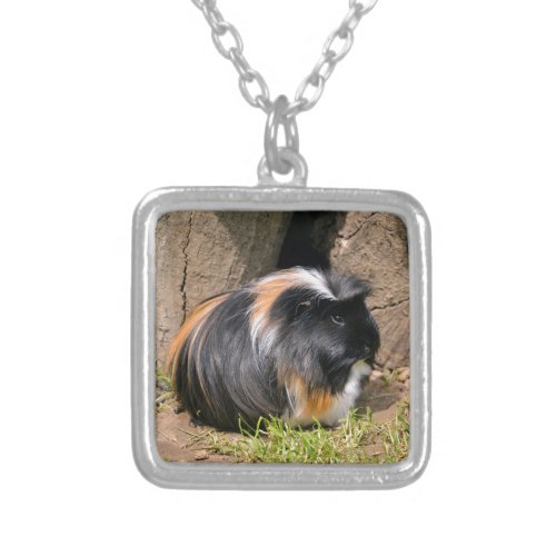 Guinea pig silver plated necklace