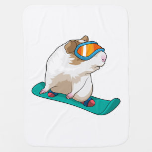 Guinea pig Snowboarder Snowboard Baby Blanket