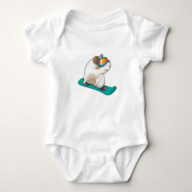 Guinea pig Snowboarder Snowboard Baby Bodysuit (Front)