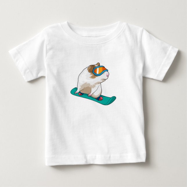 Guinea pig Snowboarder Snowboard Baby T-Shirt (Front)