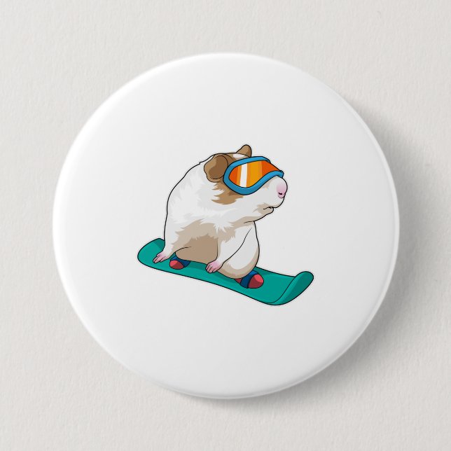 Guinea pig Snowboarder Snowboard Button (Front)