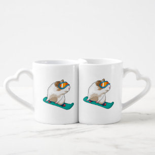 Guinea pig Snowboarder Snowboard Coffee Mug Set