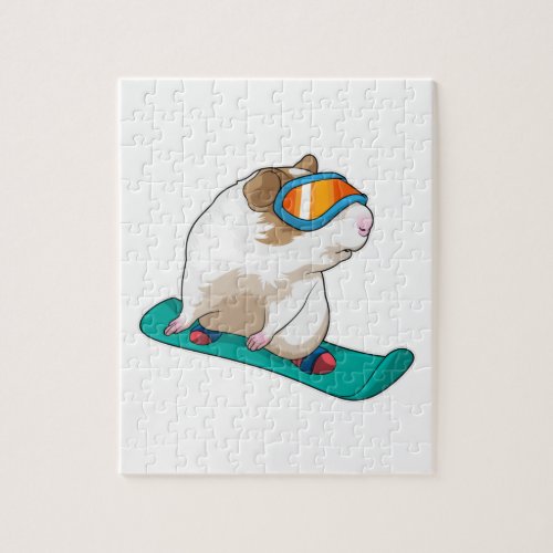 Guinea pig Snowboarder Snowboard Jigsaw Puzzle