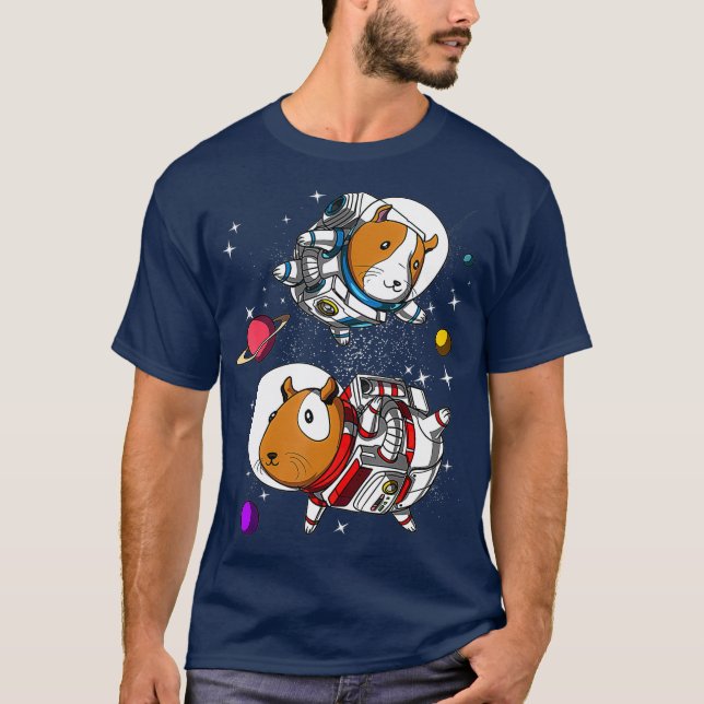 Guinea Pig Space Astronaut Funny Science Fiction T-Shirt (Front)