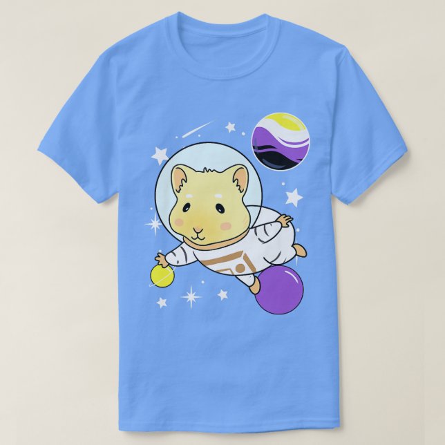 Guinea Pig Space Nonbinary Pride T-Shirt (Design Front)