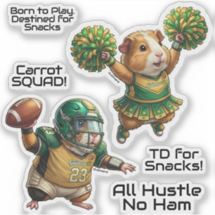Guinea Pig Sports, Football, Cheerleader, Go Team! Sticker