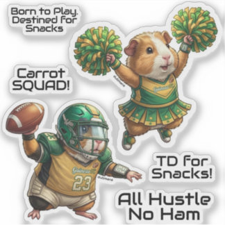 Guinea Pig Sports, Football, Cheerleader, Go Team! Sticker