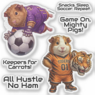 Guinea Pig Sports, Soccer Mascot, Go Team! Sticker