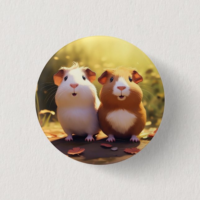 Guinea pig themed badge, pin, button. button (Front)