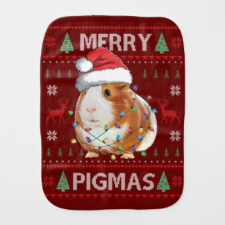Guinea Pig Ugly Christmas Sweater Merry Pigmas Baby Burp Cloth