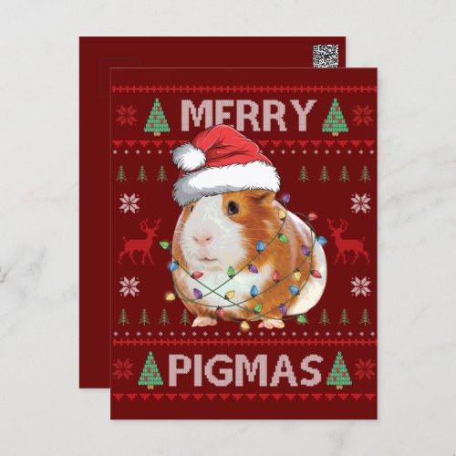 Guinea Pig Ugly Christmas Sweater Merry Pigmas Postcard