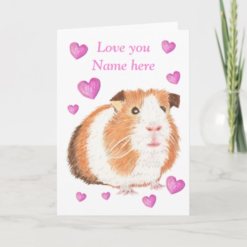 Guinea Pig Valentine Love You Holiday Card