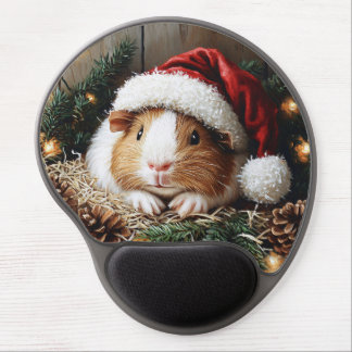 Guinea Pig Wearing a Santa Hat Gel Mouse Pad