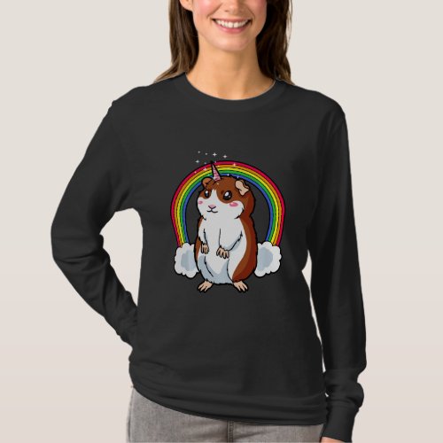 Guinea Pig White Unicorn Mystical Horse Horn Roden T_Shirt