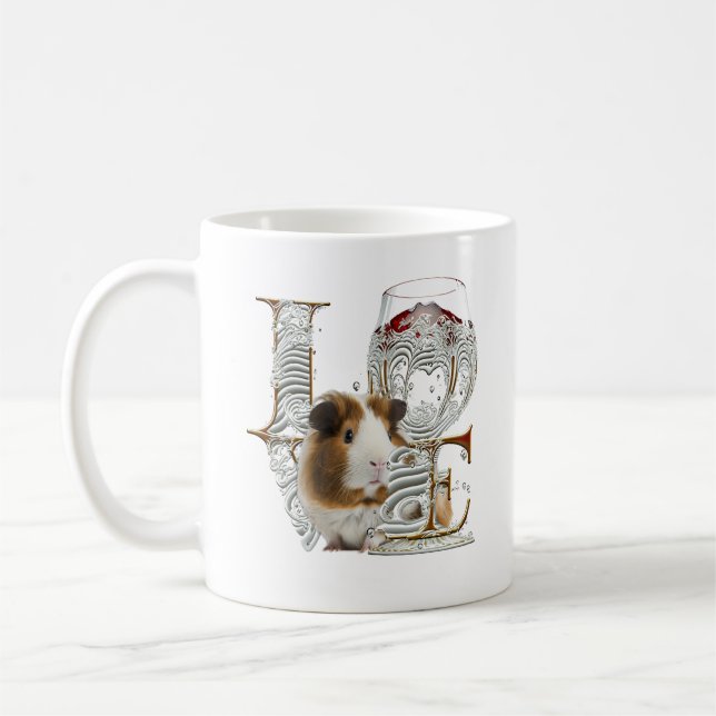 Guinea Pig Wine Glass Made LOVE Word  Coffee Mug (Left)