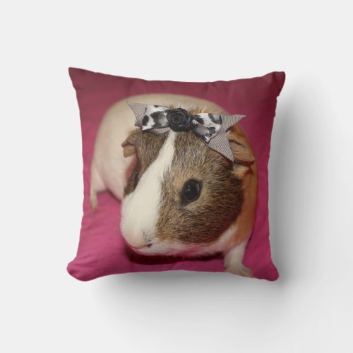 Guinea Pig With Bow 2 Throw Pillow