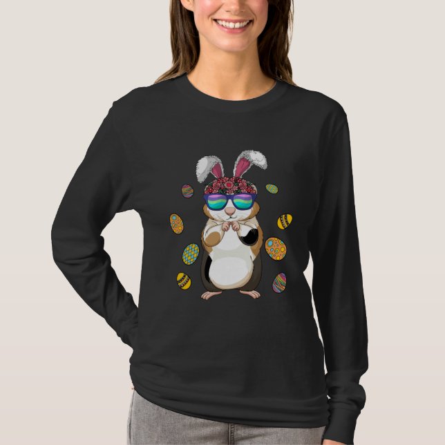 Guinea Pig With Cute Bunny Ears Happy Easter Day E T-Shirt (Front)