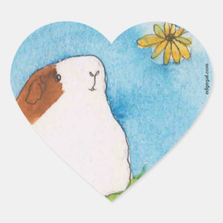 Guinea pig with flower heart sticker