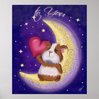 guinea pig with heart poster