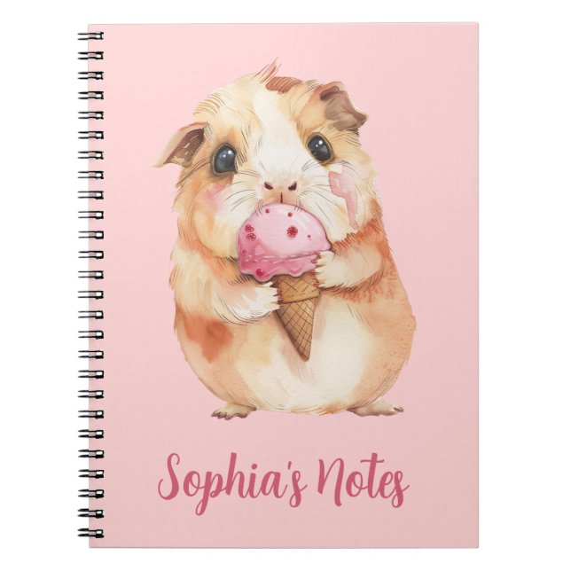 Guinea Pig with Icecream Personalized Notebook (Front)