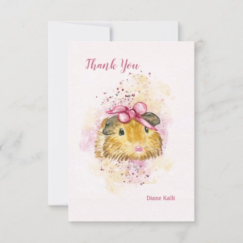 Guinea Pig with Pink Bow Personalized Stationery Invitation