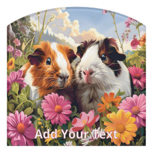 Guinea Pigs Among Wildflowers Door Sign
