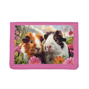 Guinea Pigs Among Wildflowers Tri-fold Wallet
