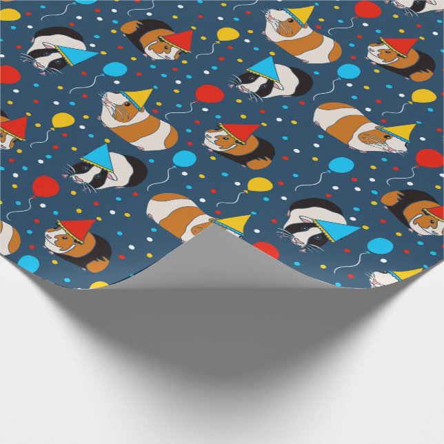 Guinea Pigs and Balloons Patterned Birthday Wrapping Paper (Corner)