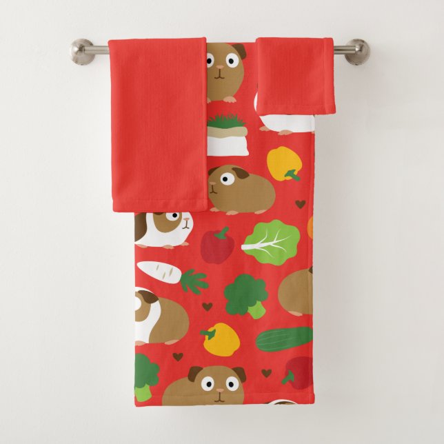 Guinea Pigs And Their Treats Bath Towel Set (Insitu)