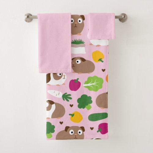 Guinea Pigs And Their Treats Bath Towel Set