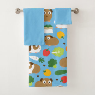 Guinea Pigs And Their Treats Bath Towel Set
