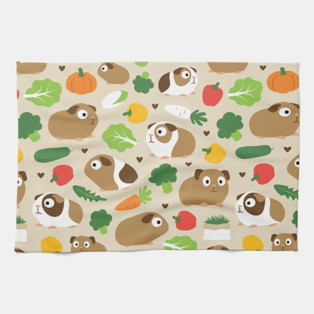 Guinea Pigs And Their Treats Kitchen Towel (Horizontal)