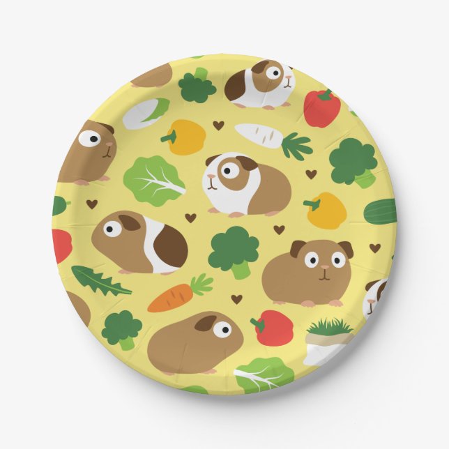 Guinea Pigs And Their Treats Paper Plates (Front)