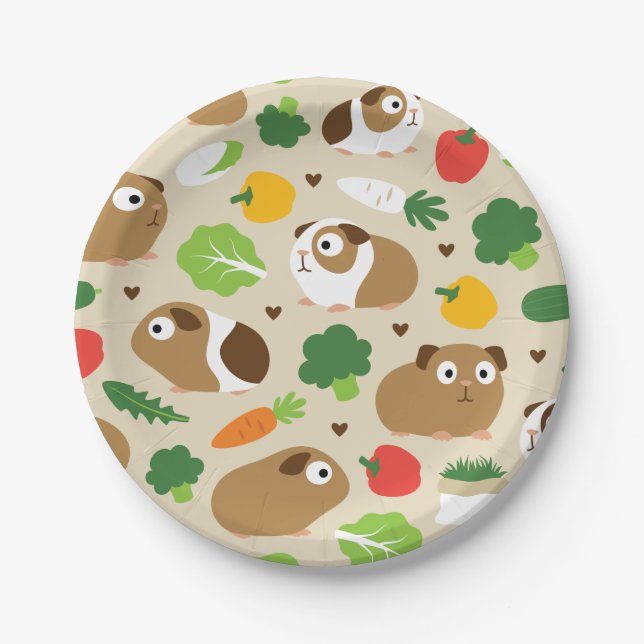 Guinea Pigs And Their Treats Paper Plates (Front)
