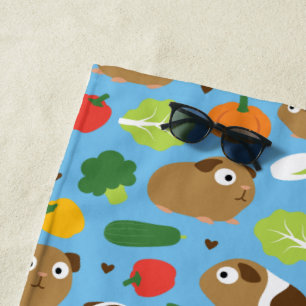 Guinea Pigs And Their Treats Seamless Pattern Beach Towel