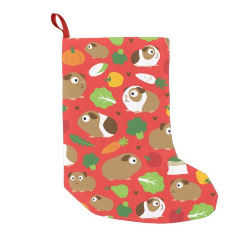 Guinea Pigs And Their Treats Seamless Pattern Small Christmas Stocking