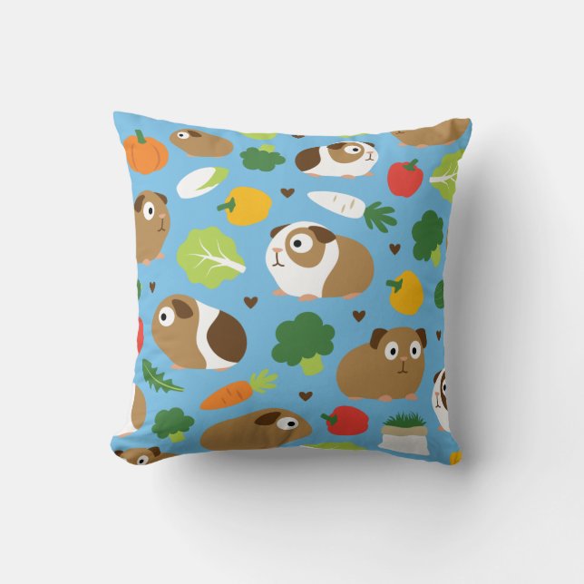 Guinea Pigs And Their Treats Throw Pillow (Front)