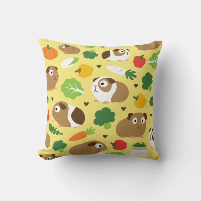 Guinea Pigs And Their Treats Throw Pillow (Front)