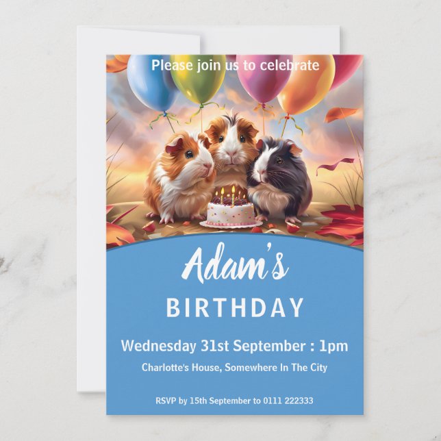 Guinea Pigs Birthday Party Invitation (Front)