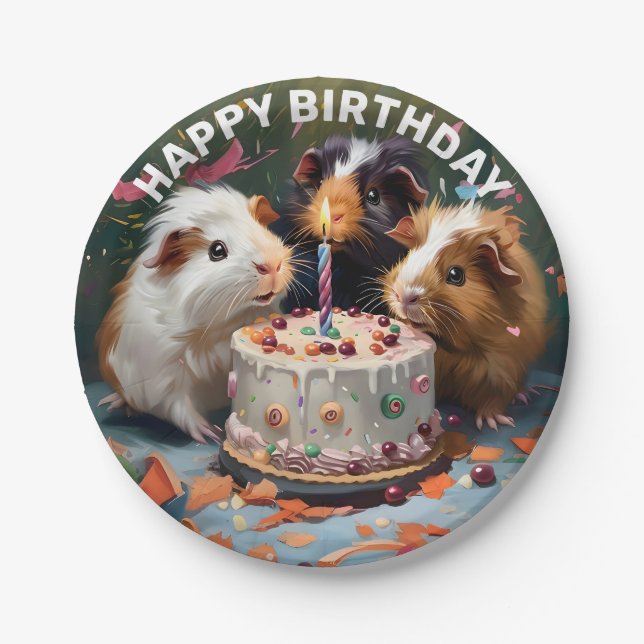 Guinea Pigs Birthday Party Paper Plates (Front)