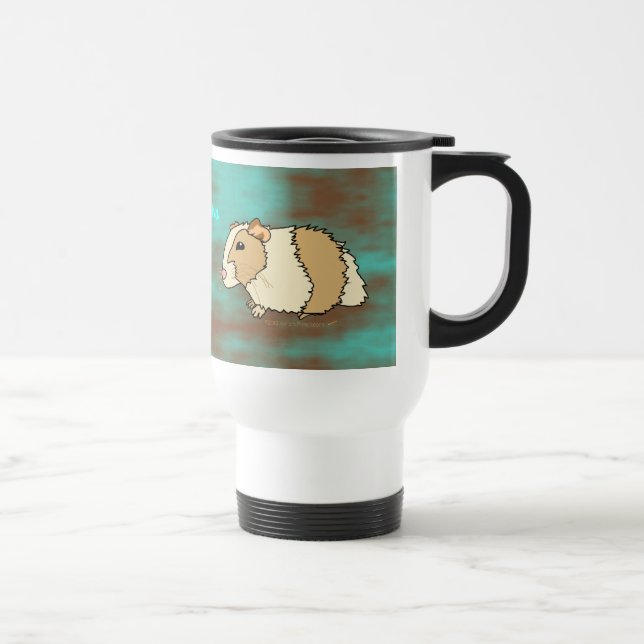 Guinea Pigs Brown and Turquoise Personalized Name Travel Mug (Right)