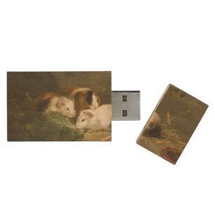 Guinea Pigs (by George Morland) Wood Flash Drive