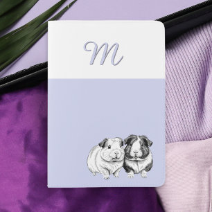 Guinea Pigs Cavy Line Art Purple Monogrammed Passport Holder