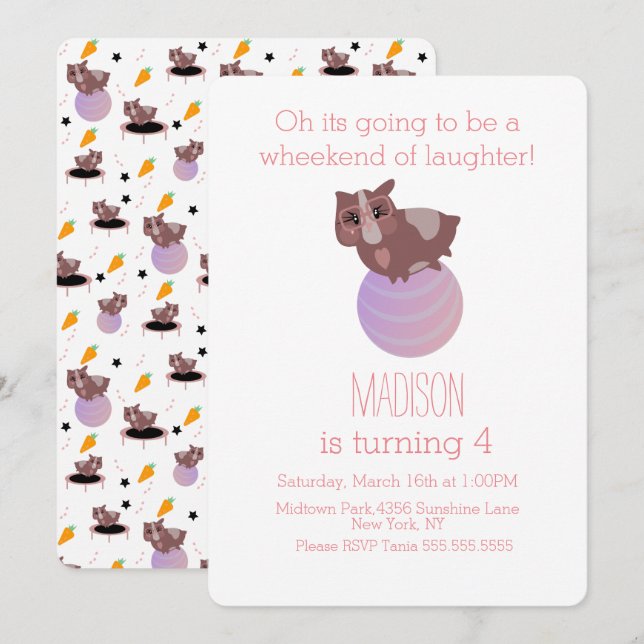 Guinea Pigs Fitness Gym Invitation (Front/Back)