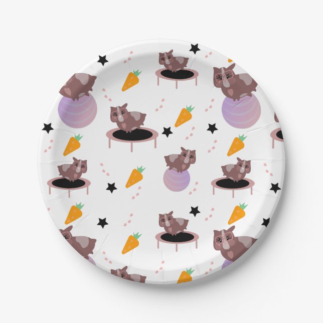 Guinea Pigs Fitness Gym Paper Plates (Front)